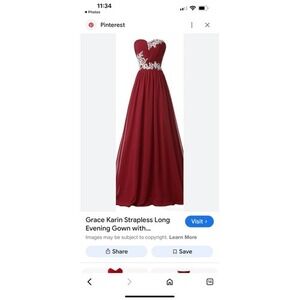 Grace Karin Strapless Red Beaded Gown W/ Laced Back 2